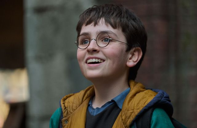 Harry Potter en tenue de moldu qui sourit